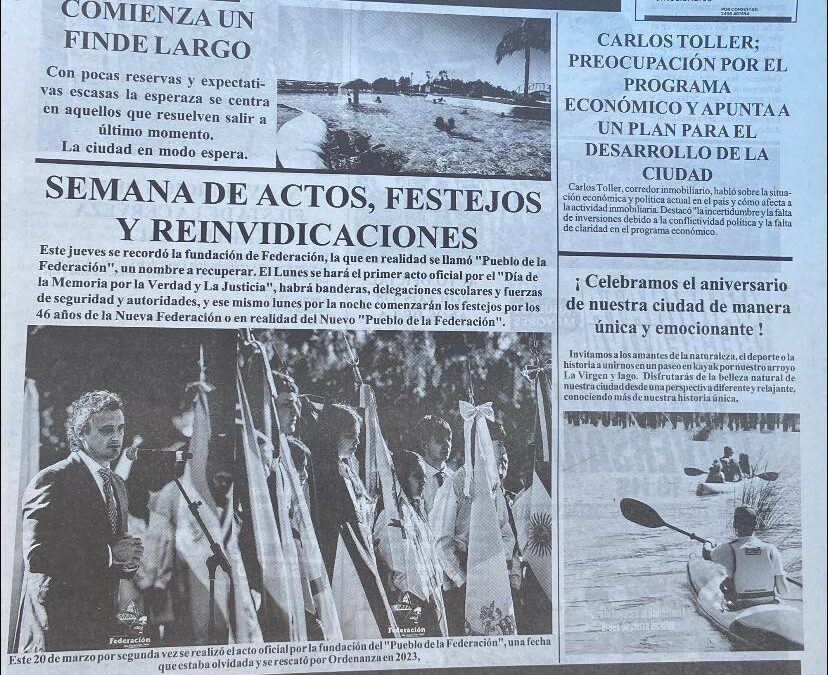 Tapa de El Federaense del viernes 21 de marzo de 2025