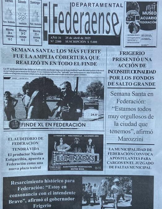 Tapa de El Federaense del viernes 25 de abril de 2025