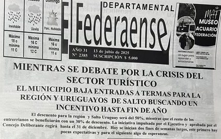 EL MUNICIPIO BAJA ENTRADAS A TERMAS PARA LA REGIÓN, SALTO Y ENTRERRIANOS