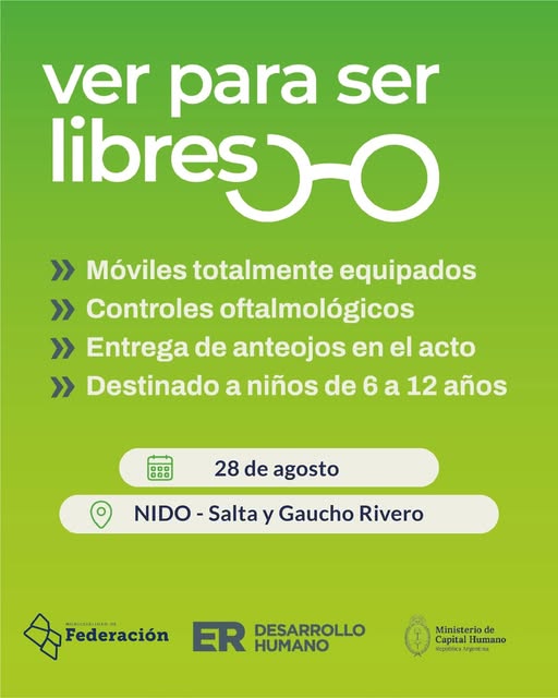 Llega a Federación el programa nacional de controles oftalmológicos: Turnos disponibles