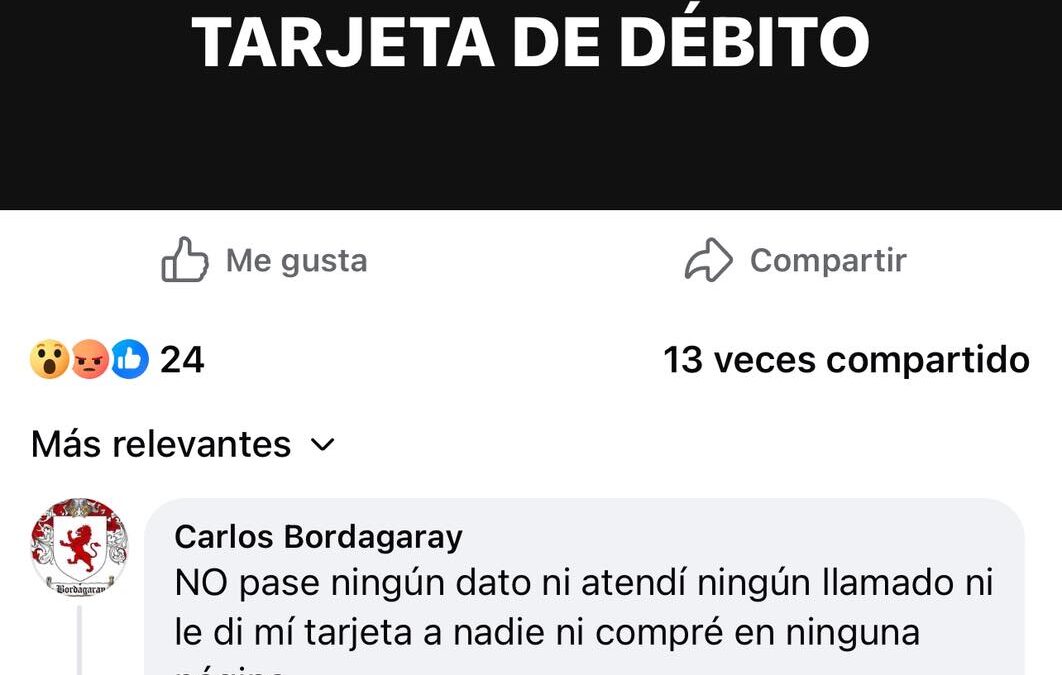 Urgente… alerta. Carlos Bordagaray confirmó que dos cuentas caja de ahorro le fueron vaciadas sin entregar el ningún dato ni tarjeta, Carlos es un agente de seguros de Federación.