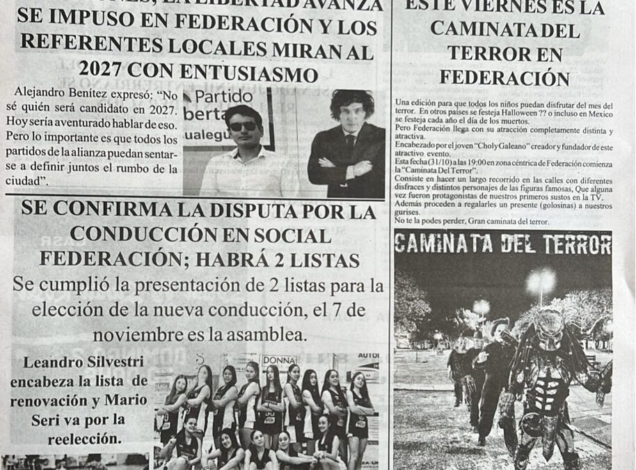TAPA DE EL FEDERAENSE DEL 31 DE OCTUBRE DE 2025, 31 AÑOS DE INFORMACIÓN