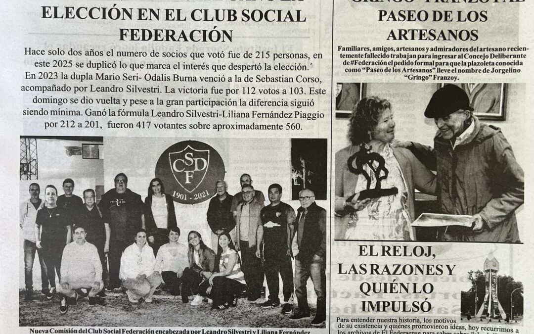 Tapa de El Federaense del viernes 14 de noviembre de 2025