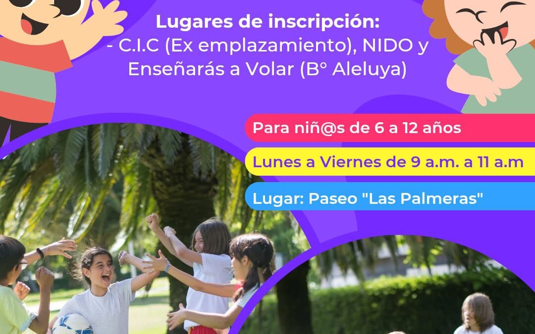 INSCRIPCIÓN PARA LA COLONIA DE VACACIONES 2026 DEL MUNICIPIO DE FEDERACIÓN.