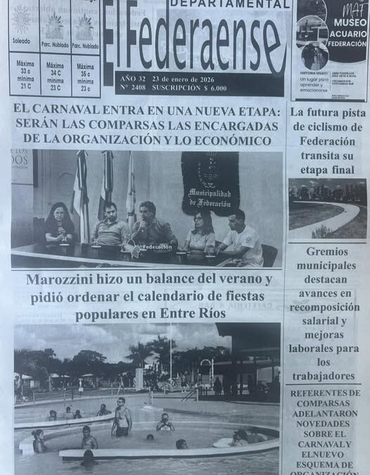 TAPA DE EL FEDERAENSE DEL VIERNES 23 DE ENERO DE 2026