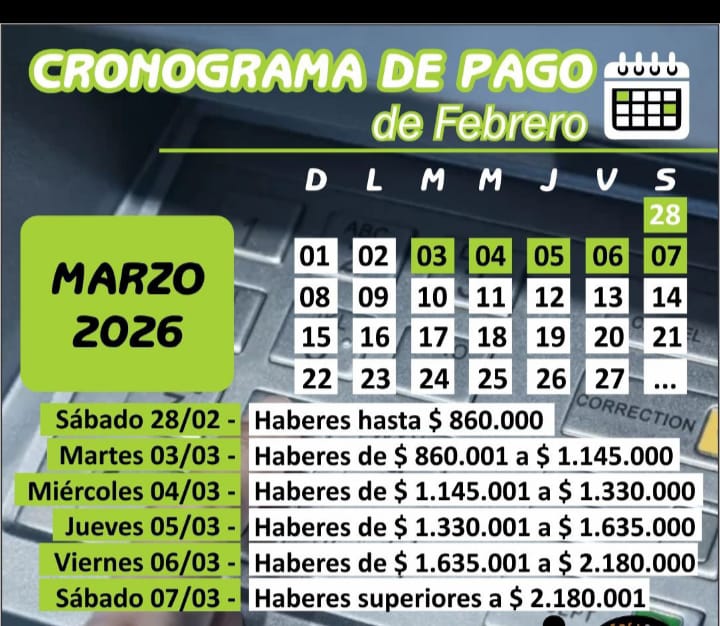 Este sábado comienza el cronograma de pagos para la administración pública provincial