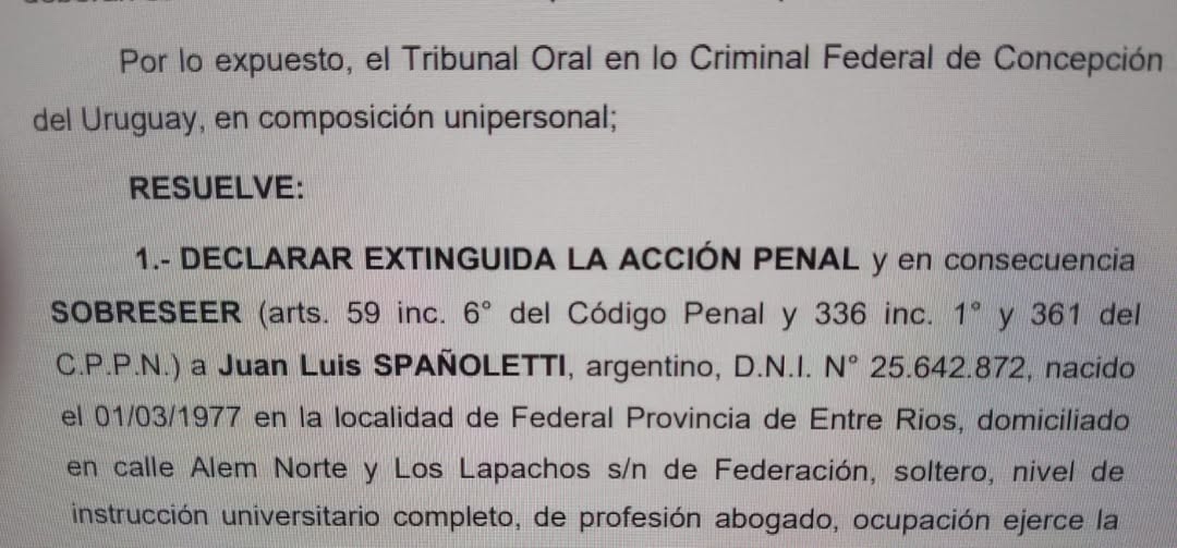 JUAN SPAÑOLETTI FUE SOBRESEIDO POR TERCERA VEZ EN LA CAUSA POR SUPUESTO TRABAJO ESCLAVO