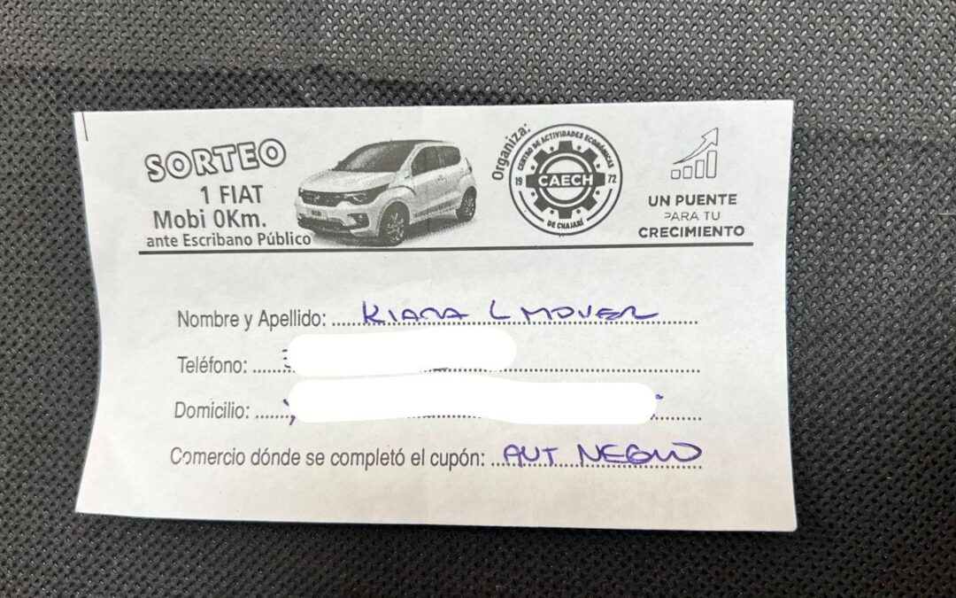 Kiara Mover es la ganadora del auto del Centro de Actividades Económicas de Chajarí