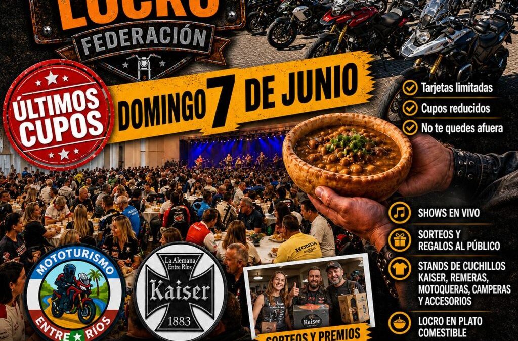 Impacto turístico en Federación: estiman que más de 250 motos llegarán a la ciudad para un gran encuentro de mototurismo