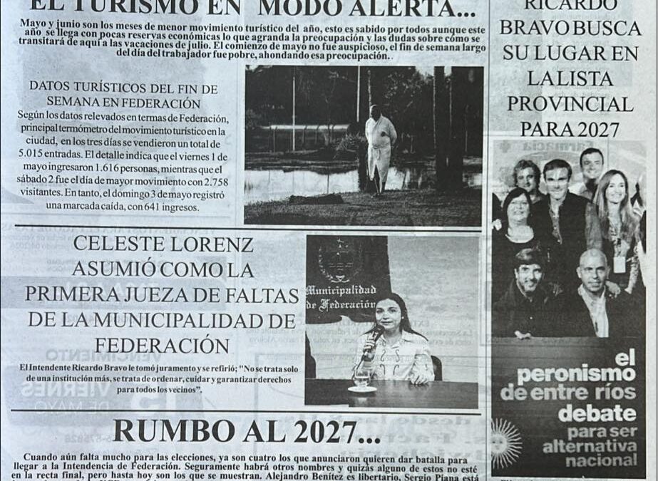 TAPA DE EL FEDERAENSE DEL VIERNES 8 DE MAYO DE 2026