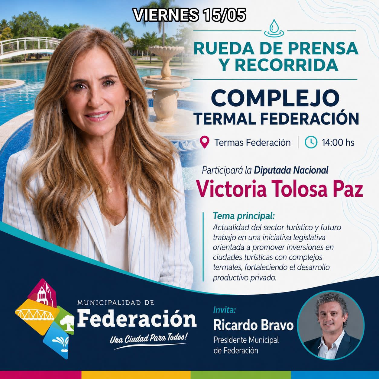 RUEDA DE PRENSA Y RECORRIDA POR TERMAS JUNTO A LA DIPUTADA TOLOSA PAZ