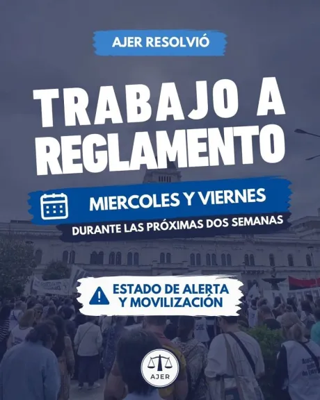 Estado de alerta y movilización: Judiciales resolvieron trabajar a reglamento