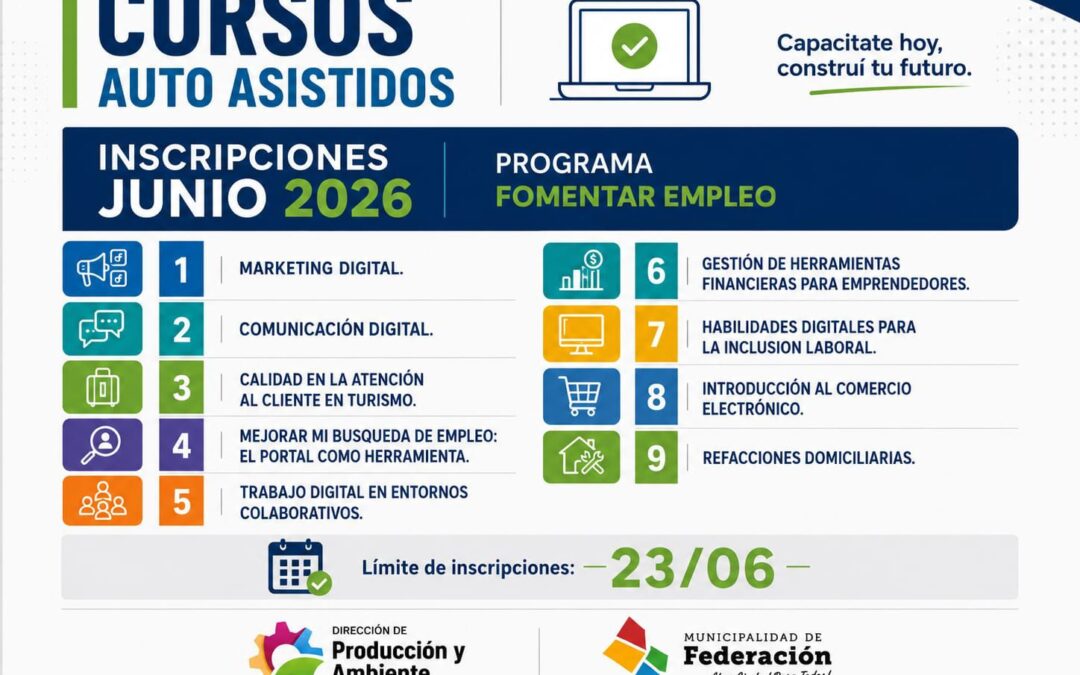 MUNICIPALES: NUEVOS CURSOS AUTOASISTIDOS DEL PROGRAMA FOMENTAR EMPLEO