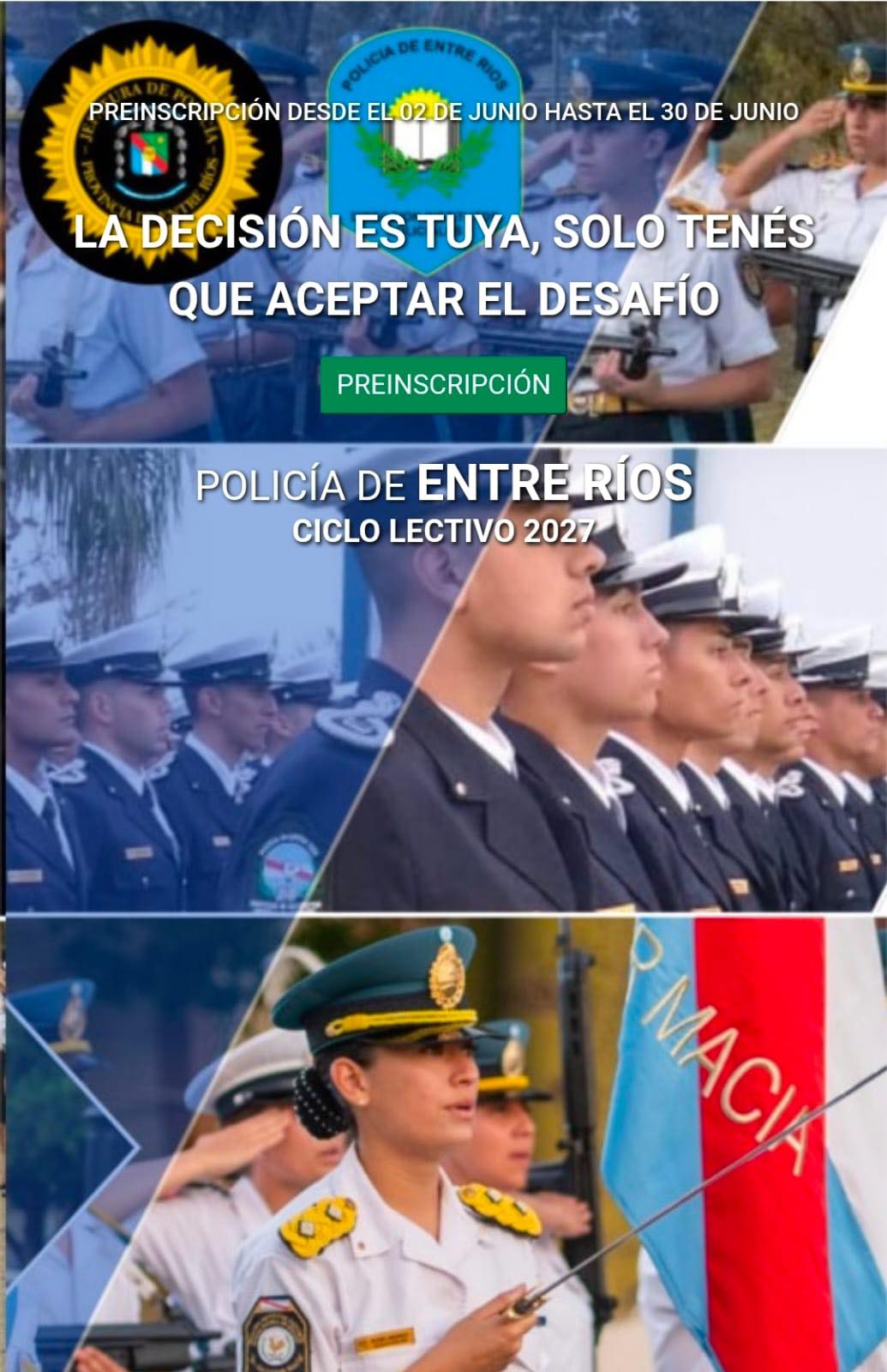LA POLICÍA DE ENTRE RÍOS ABRE LAS PREINSCRIPCIONES PARA LAS CARRERAS DE OFICIALES Y AGENTES