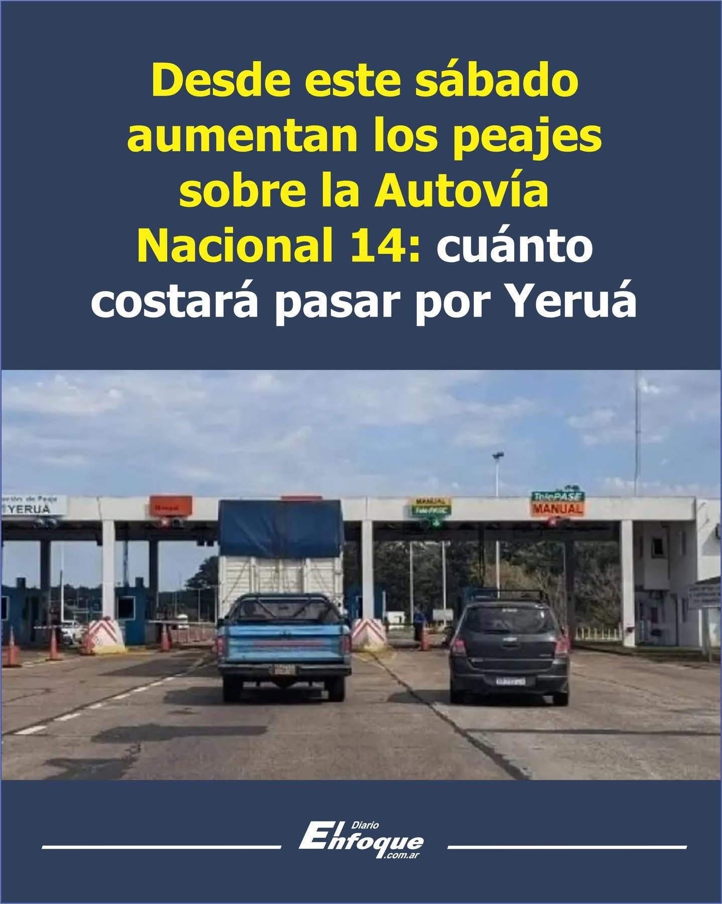 MIENTRAS LOS SUELDOS SUBEN UN 2% EL PEAJE SE INCREMENTA UN 16,7 %
