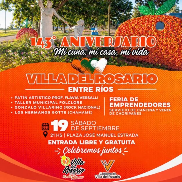 Con diferentes espectáculos musicales, Villa del Rosario celebrará su 143° aniversario